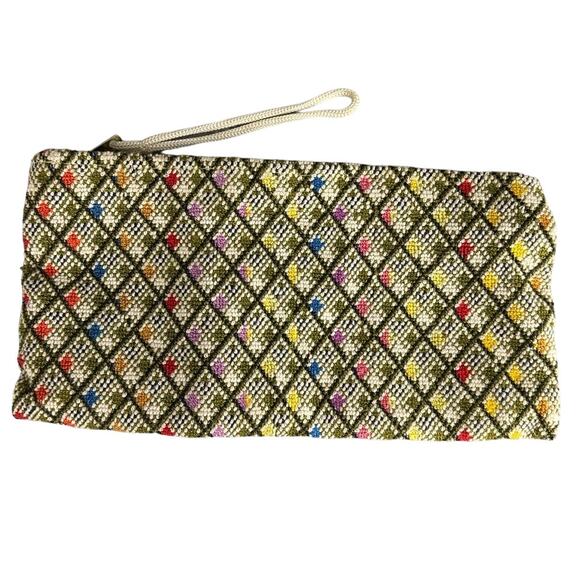 Vintage 60s Regale’ Handmade Embroidered Clutch Purse Geometric Pattern - Picture 1 of 8